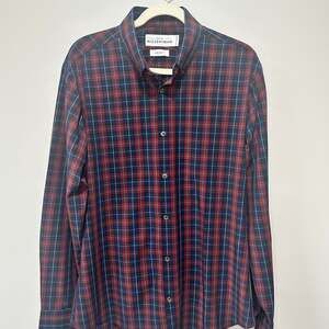 Mizzen & Main 'Draper' Leeward Long Sleeve Mens Trim Fit Plaid Shirt, Sz L